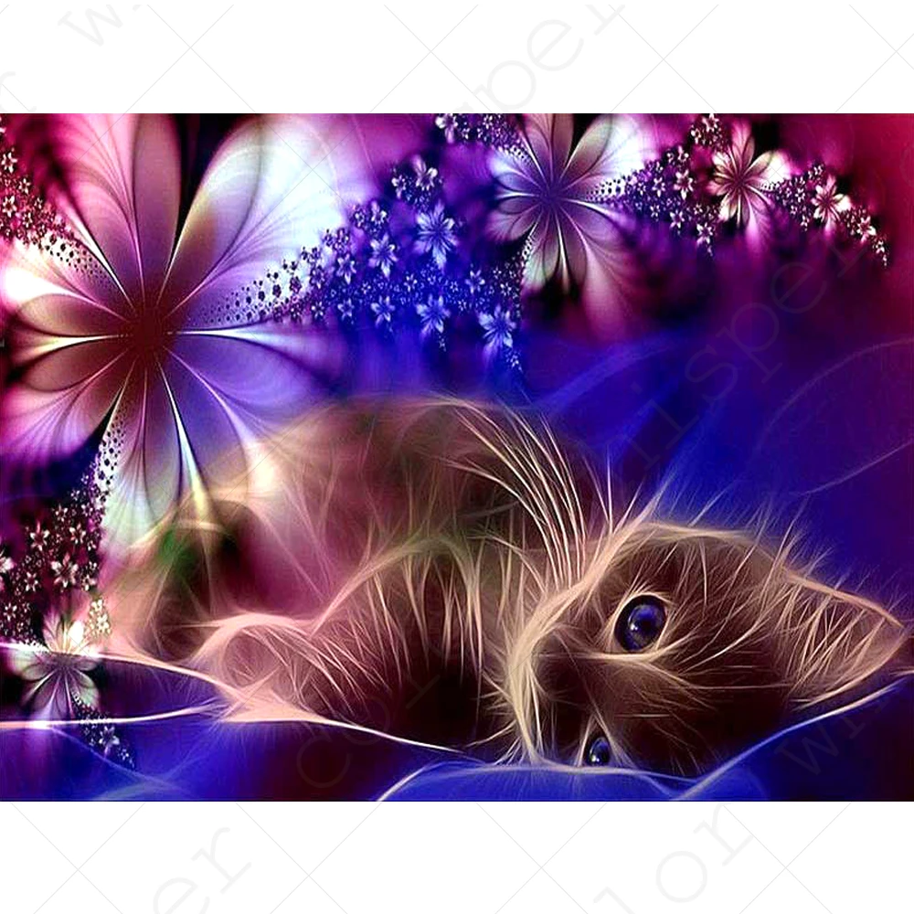 Алмазная живопись полный квадратный/круглый &quotКошка абстрактное животное&quot