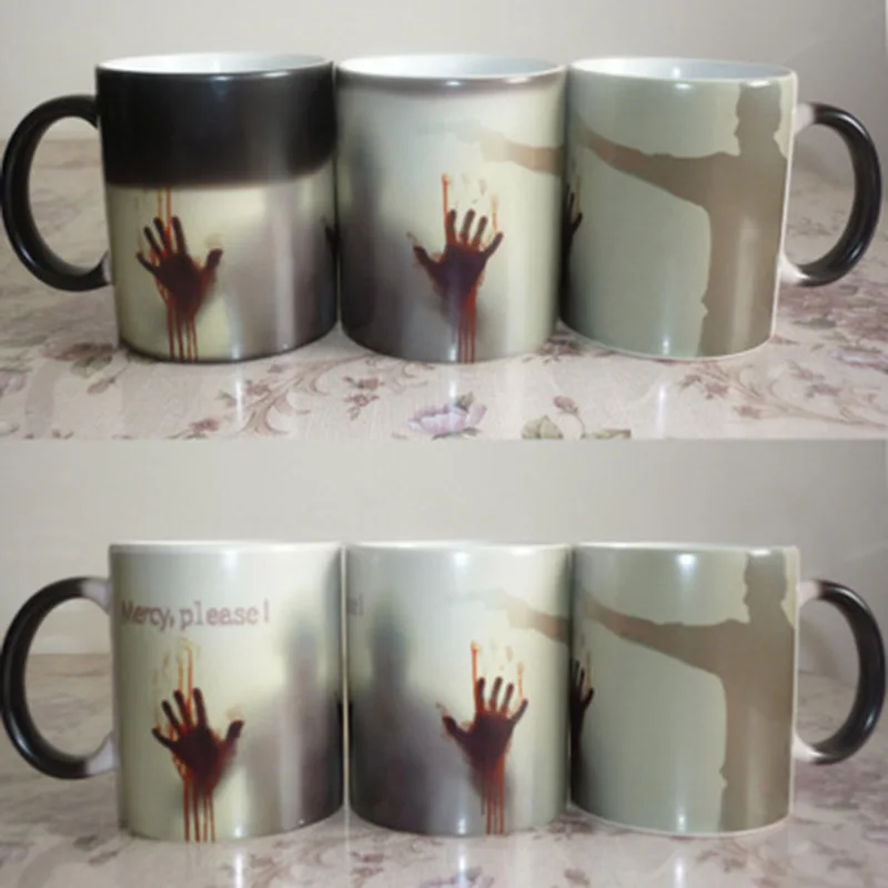 2019 The Walking Dead Magic Mug Color Changing Heat Sensitive Ceramic Coffee Surprise Gifts Tea Cup Mugs Bloody Hands | Дом и сад