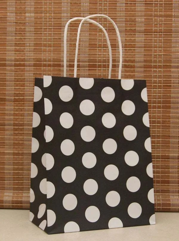 Бесплатная доставка! 1 лот = 30 шт.! Новые подарочные бумажные пакеты в горошек 27*21*11