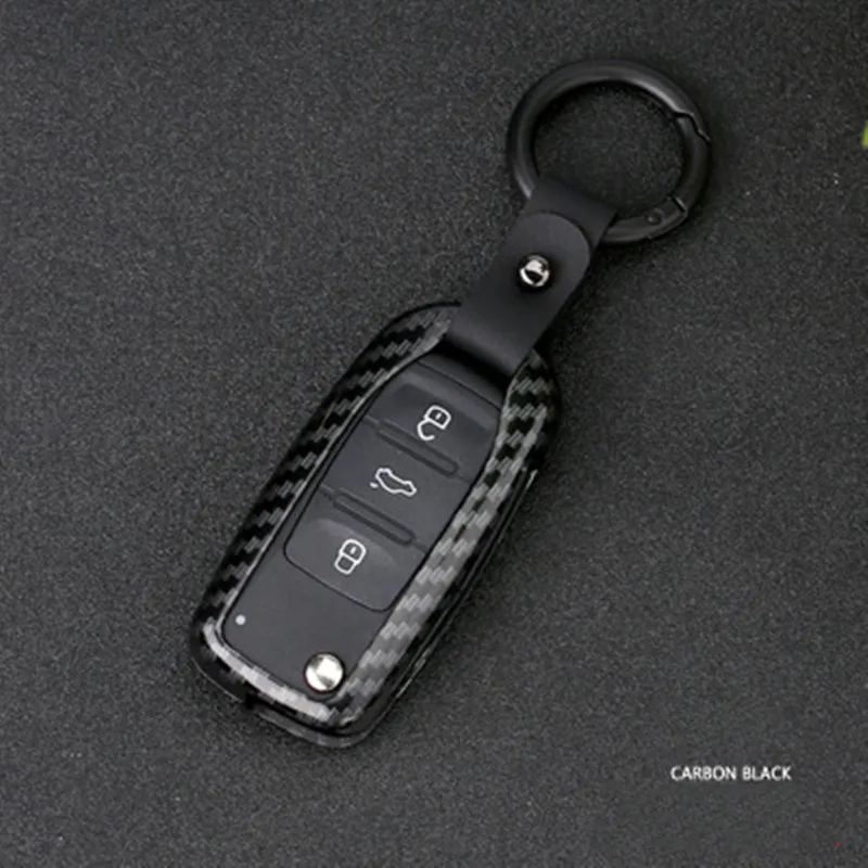 A Carbon black Углерод брелок для ключей чехол для Skoda Octavia 2 A7 A5 Fabia Superb автомобильный Стайлинг для VW Polo Golf 4 5 6 Passat - Название цвета: A Carbon black