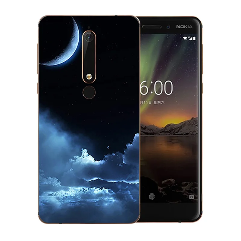 5 дюймов для Nokia 6 2018 чехол телефона второго поколения 2th с узором ночного неба TPU