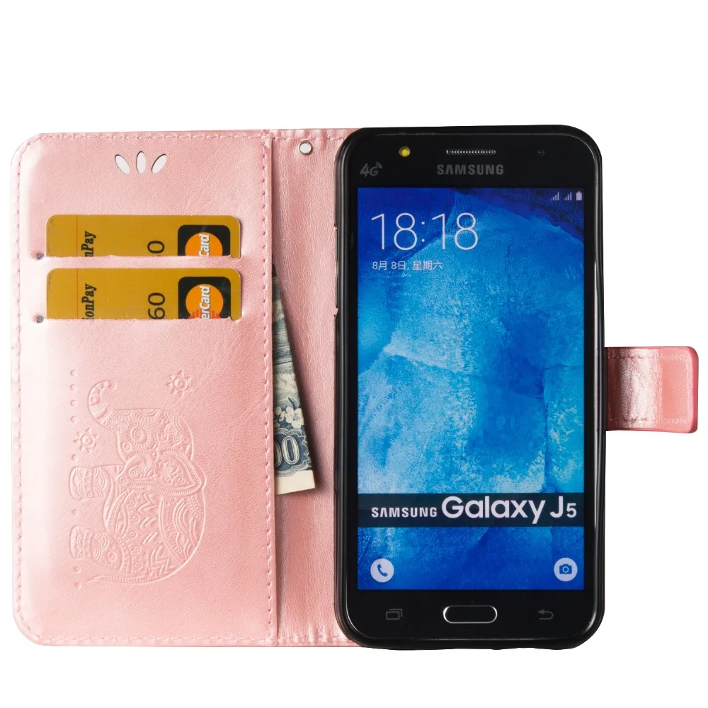 Роскошный кожаный флип-чехол С Рисунком Слона для Samsung Galaxy J3 J5 J7 2015 J300 J500 J700 J300F J500F