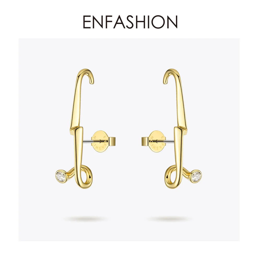 ENFASHION серьги-гвоздики с молнией для женщин, золотые панковские геометрические минималистичные Кристальные серьги, модные ювелирные изделия, Kolczyki EC1040