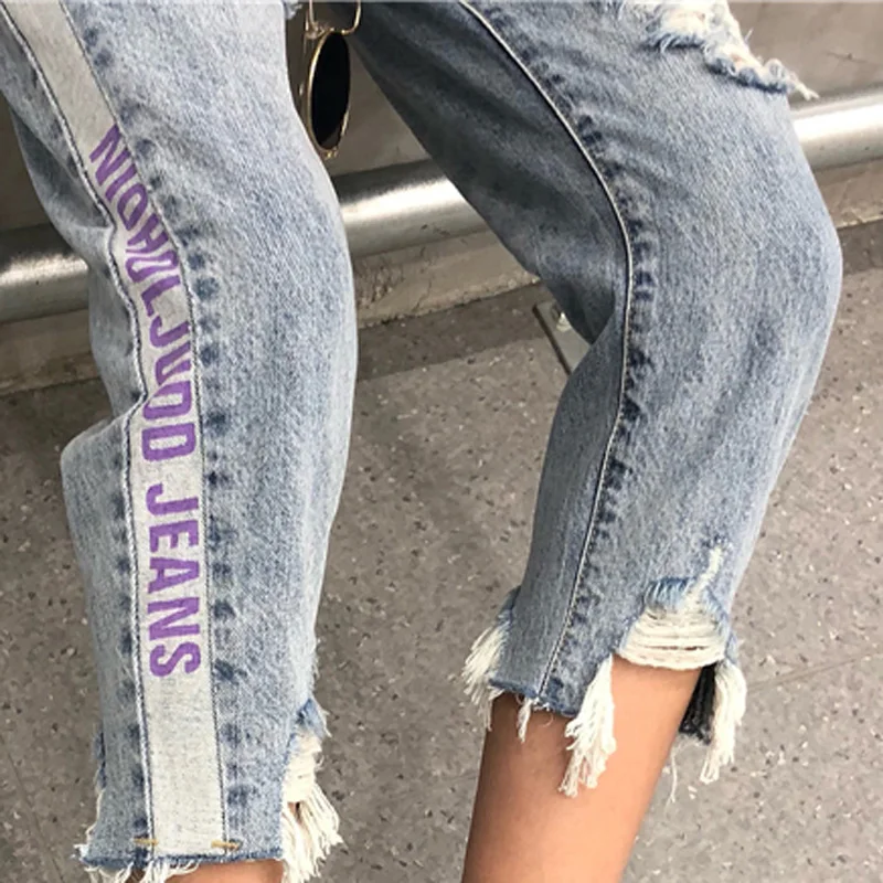 HziriP вышивкой рваные Промытые джинсы женские 2018 Новое прибытие Лето Осень Женские