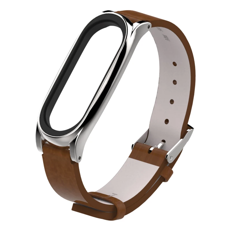 brown silver Mi jobs mi Band 4 3 кожаный ремешок для Xiaomi mi Band 4 3 Аксессуары для смарт-браслета браслет mi band 4 3 ремешок из искусственной кожи - Цвет: brown silver