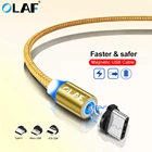 Магнитный зарядный кабель Olaf, кабель Micro USB Type-C с подсветкой, 2 А, адаптер для быстрой зарядки, кабель USB CType-C для iPhone, Samsung