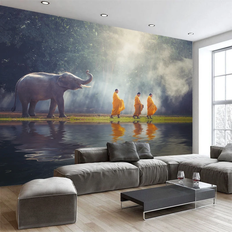 Креативные обои с животными слон художественная роспись съемный виниловый