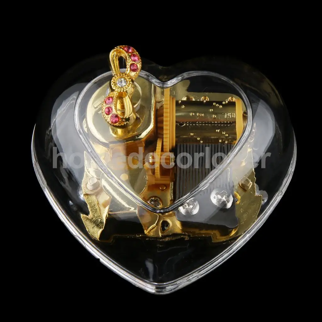 Акриловая Музыкальная шкатулка с бантом в форме сердца заводная музыкальная для