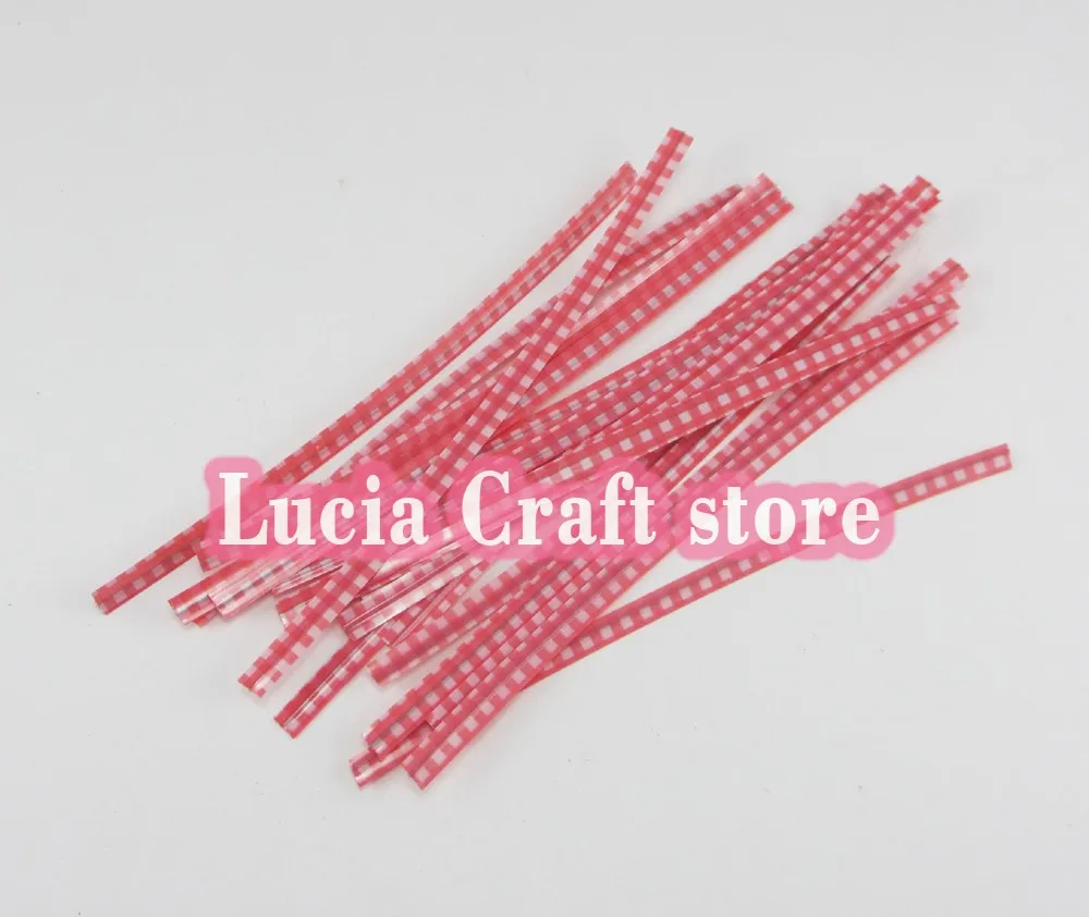 pink Распродажа! Lucia Craft 100 шт 4 мм* 10 см ламинированная пленка проволочный ремень твист Галстуки упаковка веревка печенье выпечка сумки уплотнения Упаковка I0805 - Цвет: pink
