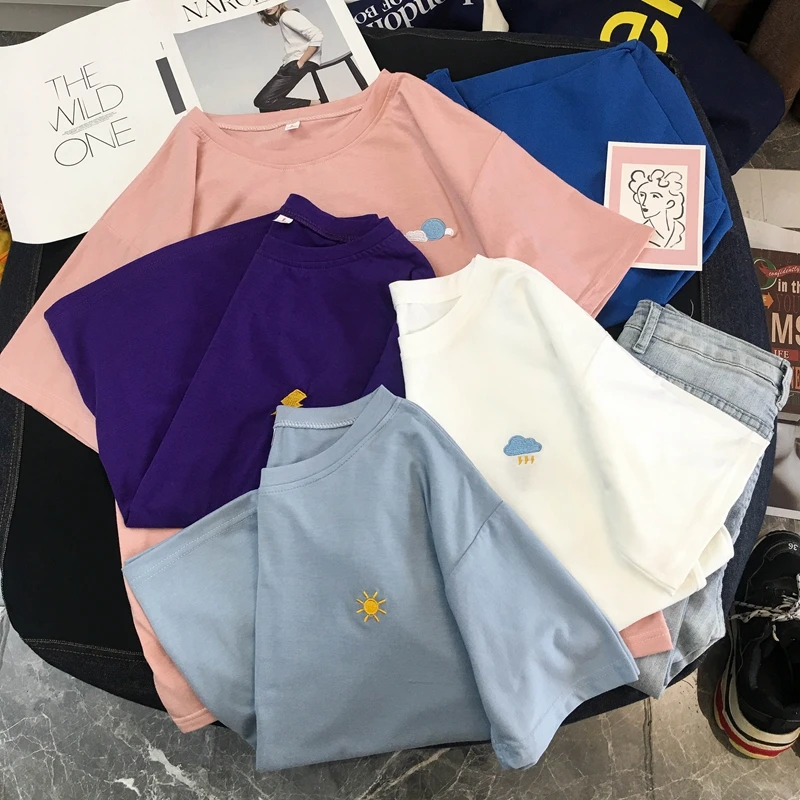 Женская футболка, хлопковая футболка, женская футболка, Harajuku, летняя Корейская одежда, винтажные Мультяшные футболки с коротким рукавом, с рисунком Микки