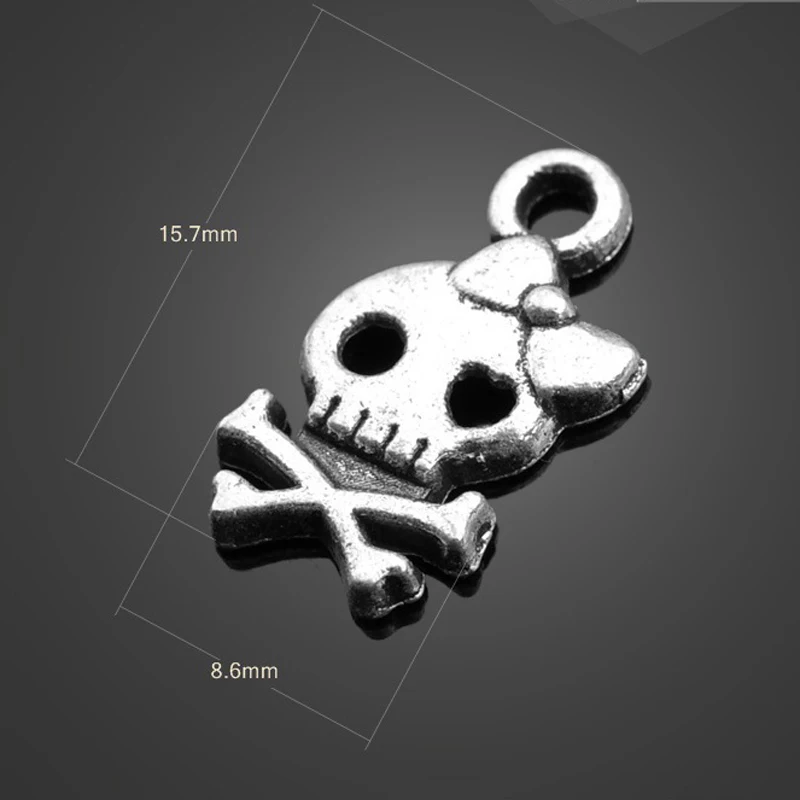 20 шт Высокое качество сделанный под старину Серебряный Череп и скрещенные кости