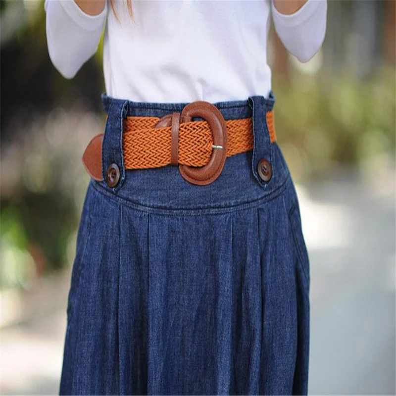 Женская джинсовая юбка с поясом Merry Pretty плиссированная эластичным на осень