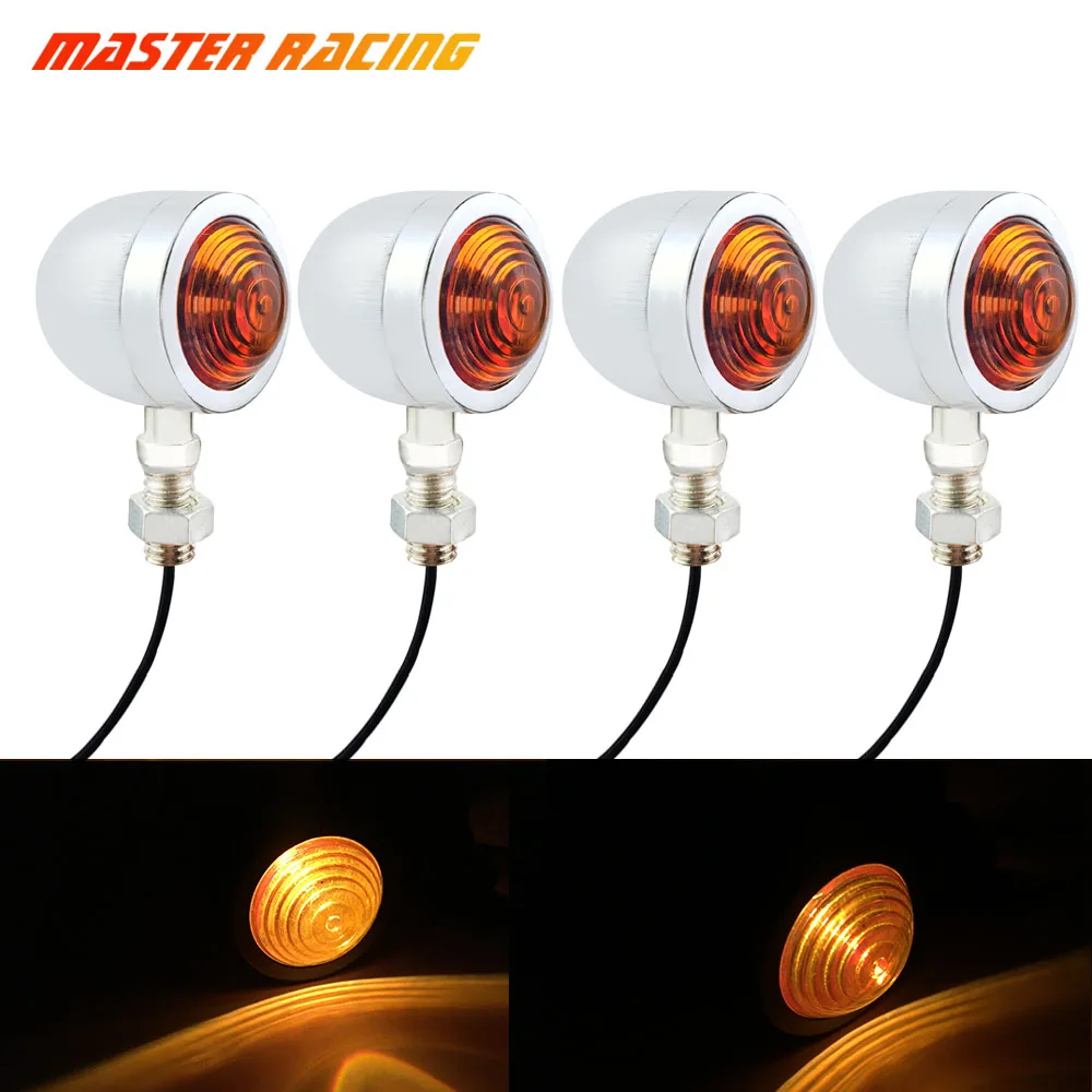 12В индикатор лампы пуля Хром Черный Новый мотоцикл LED поворотники для Кафе Racer Suzuki