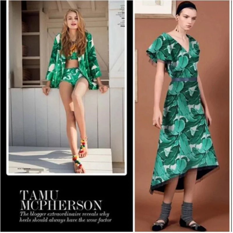 Жаккард цифровая печать ткань банан жаккард с рисунком в виде листьев пальто