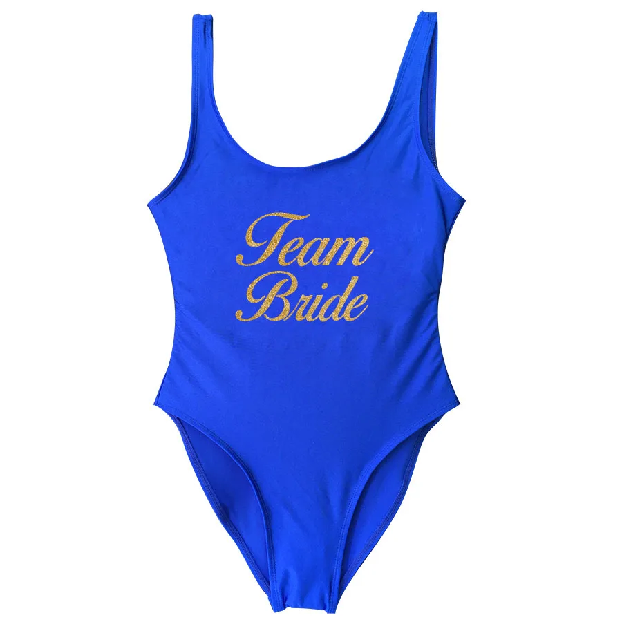 Team Bride 3 Новинка, женский купальник, сдельный купальник, для команды, невесты, блестящий, золотой принт, купальный костюм, монокини, боди, для холостяков, вечерние - Цвет: Team Bride 3