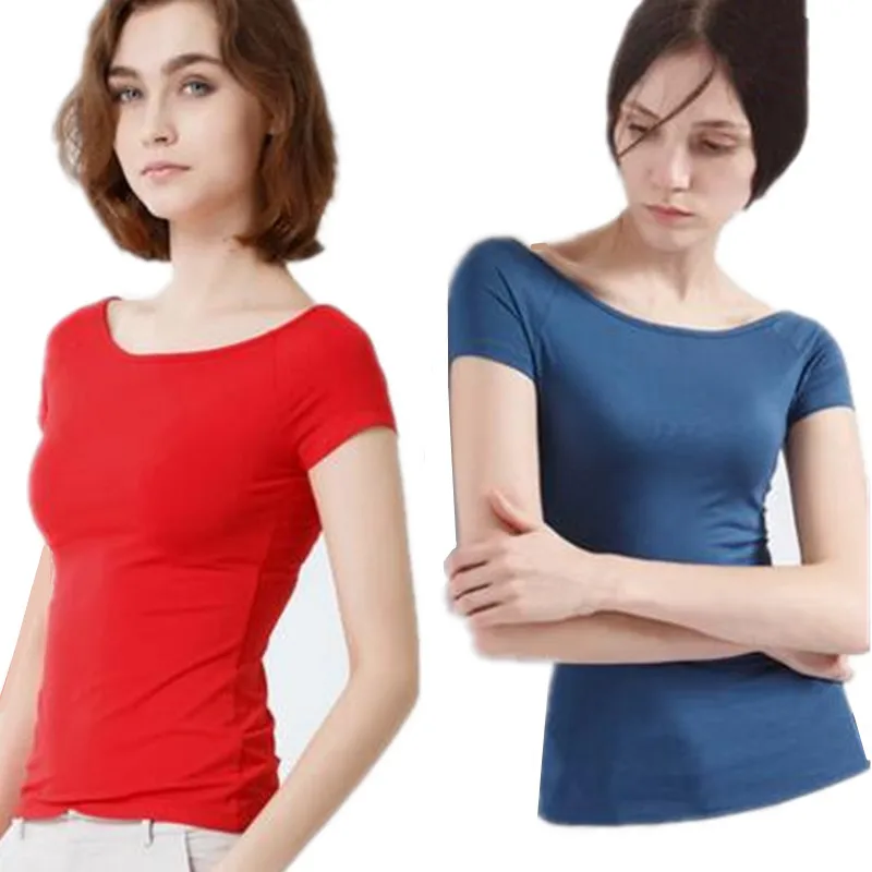 

Women slash neck elastic modal t shirt short sleeve high quality cotton t-shirts tops,sexy female tee shirts