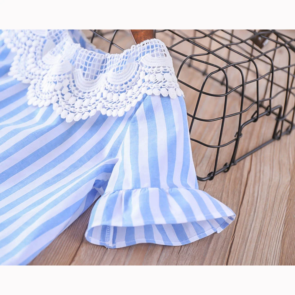 Hurave/платье в полоску с короткими рукавами детская одежда для маленьких девочек