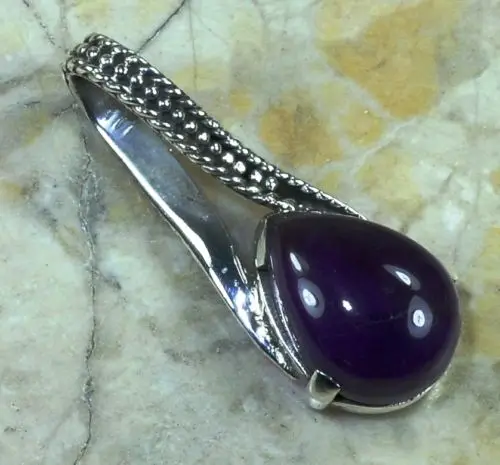 

Hand make Genuine Amethyst Pendant 100% Solid 925 Sterling Silver Jewelry, 40MM, 6.4G