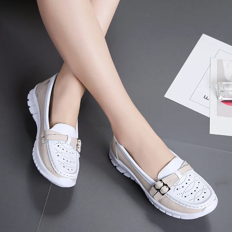 Женские лоферы без застежки PINSEN весенние повседневные туфли из натуральной кожи