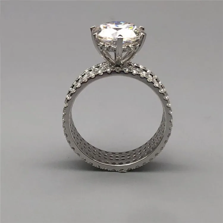 Роскошное женское кольцо с бриллиантами Moissanite 4 карата 18 К белое золото 10 5