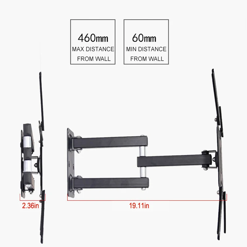 TV Wall Mount for 14-46&quot LED Plasma Flat Monitor up to 110lbs VESA 400x400 with Full Motion Swivel Articulating Extension Arm |