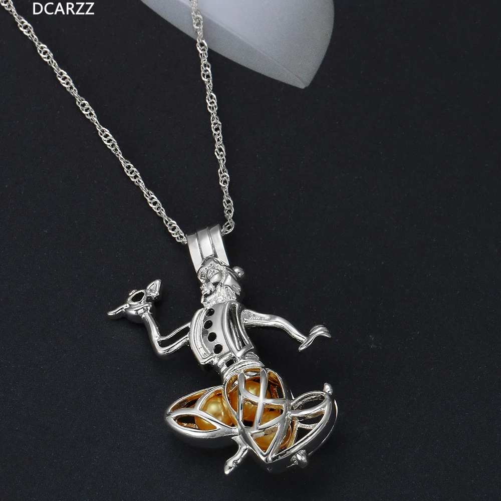 Ожерелье Aladdin в виде жемчужной клетки серебряный цвет лампа медальон подвеска