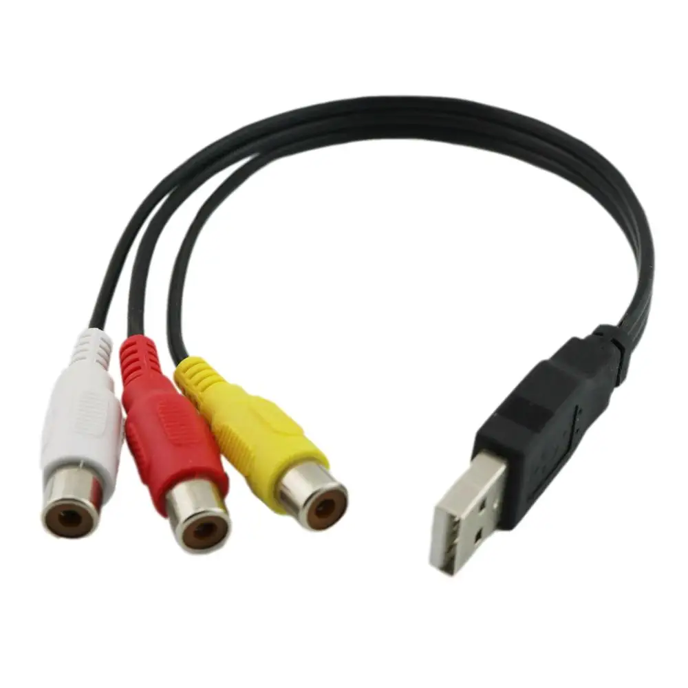 10 шт. USB штекер в 3 гнездовая контакт-деталь RCA аудио конвертер видео AV A/V кабель USB к RCA кабель для HD ТВ провода шнур