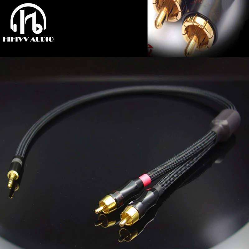 Hi Fi кабель 3 5 мм в rca разъем AUX аудиосигнал линейный штекер преобразование двух RCA