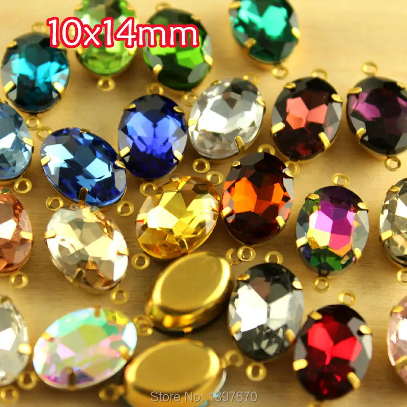 

36 шт. 10x14 мм овальные стеклянные хрустальные камни стразы двойные бусины-подвески с золотым литьем «сделай сам» обувь ювелирные аксессуары