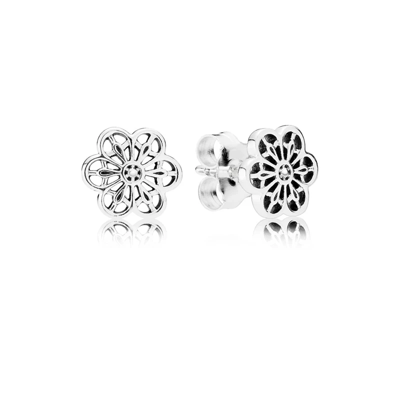 

Real 925 Sterling Silver Radiant Flower ,Clear CZ Stud Earrings for Women Sterling Silver Wedding Jewelry