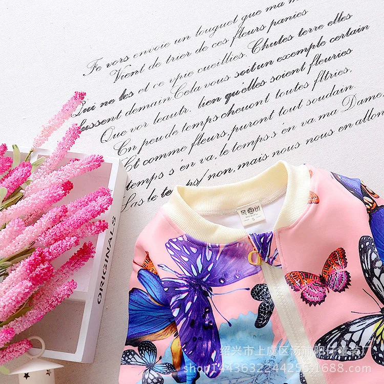 2020 искусственная одежда с мультяшными бабочками для маленьких девочек модная