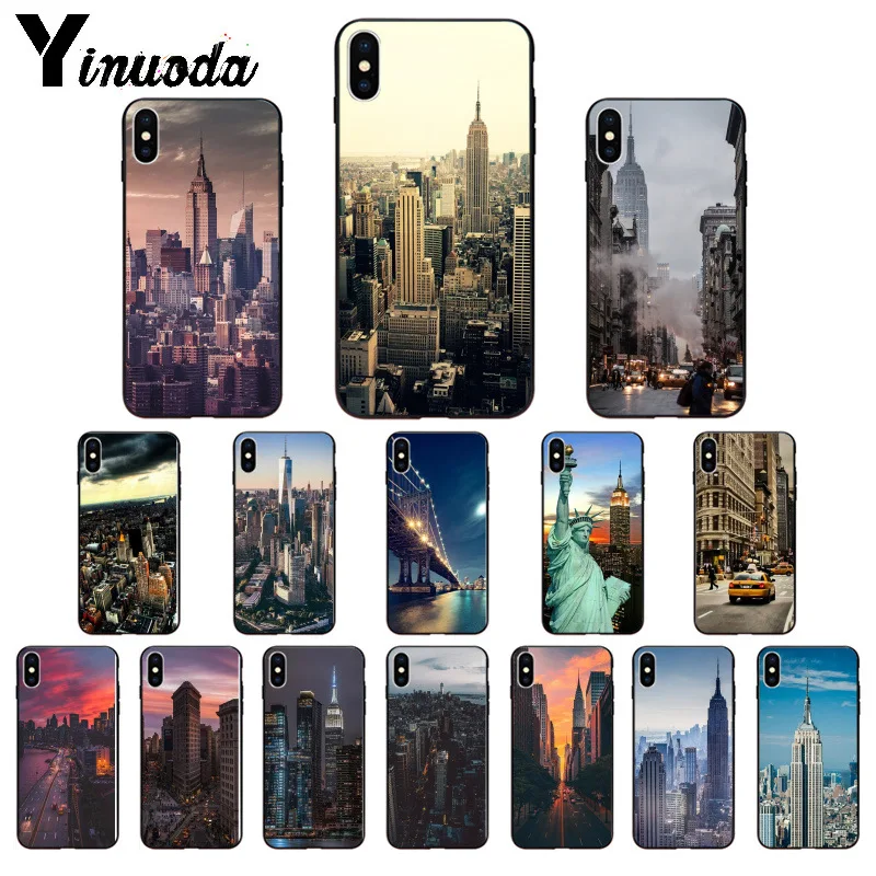 Yinuoda Нью-Йорк ТПУ Мягкий силиконовый чехол для телефона iPhone 6S 6plus 7 7plus 8 8Plus X Xs MAX 5 5S XR
