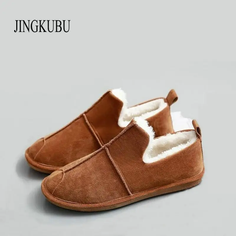 JINGKUBU 2017 Осень-зима женские балетки простая прошитая теплая удобная хлопковая