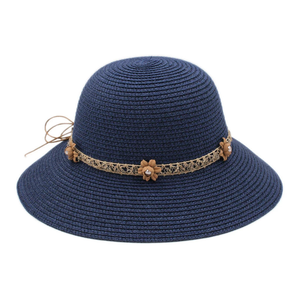 Mistdawn Floppy Brim женская соломенная шляпа летняя пляжная уличная шляпа от солнца котелок w/Цветочная кружевная лента Hatband размер 56-58 см