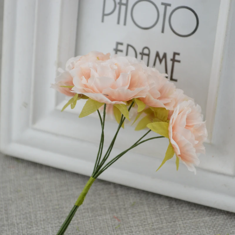 

6pcs/lot silk flower Rose Artificial Flowers For Wedding Car Decoration wedding bride wrist flower Pompom Wreath Decorative