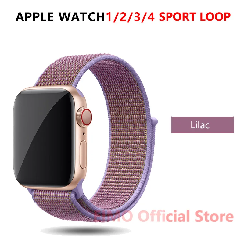New Lilac EIMO ремешок для Apple Watch ремешок 44 мм 40 мм Apple Watch 4 5 3 2 1 iwatch ремешок 42 мм 38 мм Спортивная петля нейлоновая петля браслет ремешок для часов - Цвет ремешка: New Lilac