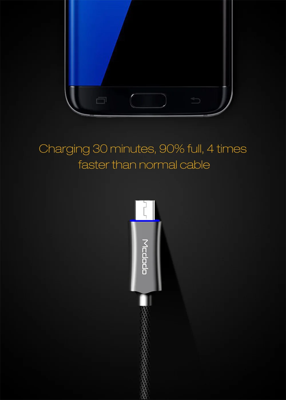 Mcdodo mi cro USB кабель для samsung Xiao mi red mi A6 Note 5 huawei QC3.0 Быстрая зарядка автоматическое отключение USB светодиодный кабель для зарядки данных
