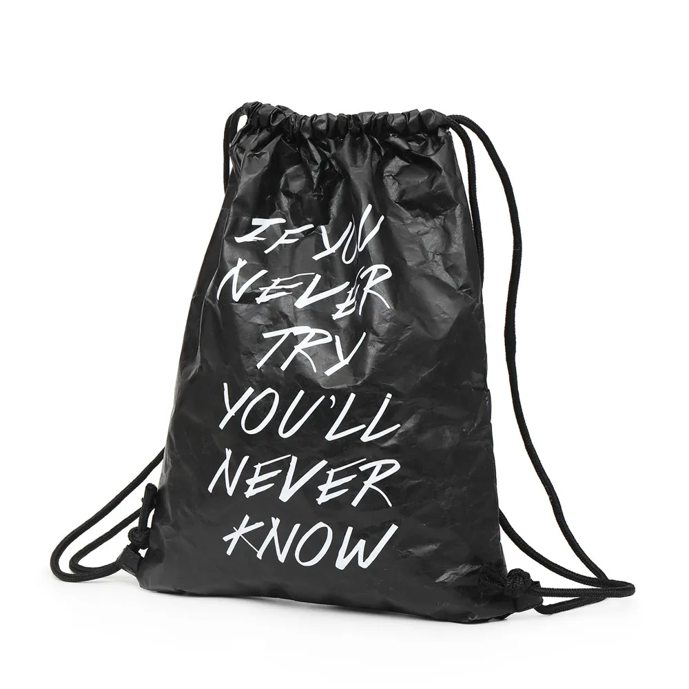 Новый FAahion рюкзак нейтральный письмо kraftpaper водоотталкивающий Путешествия Drawstring