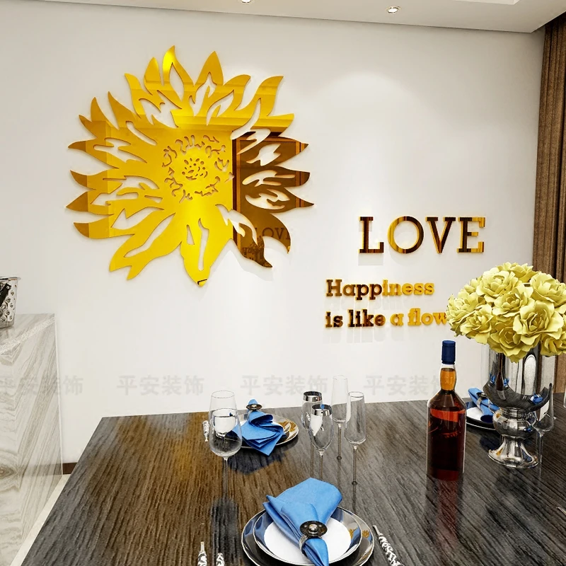 Креативные Подсолнух лоза Акриловые 3d самоклеющиеся наклейки на стену зеркало