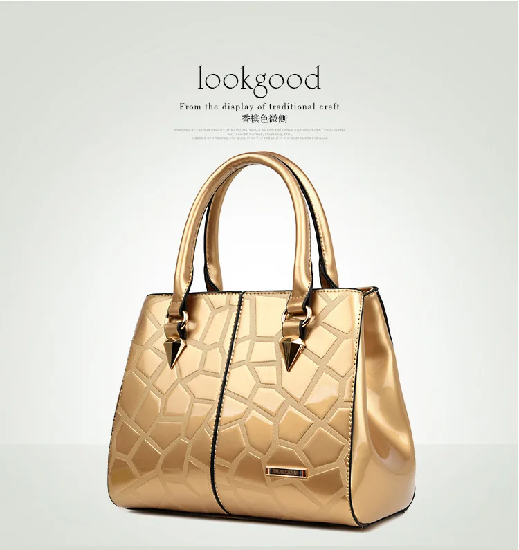 Gold Totes ICEV новые европейские модные роскошные сумки женские сумки дизайнерские сумки высокого качества женские кожаные сумки лакированные кожаные сумки - Цвет: Gold Totes