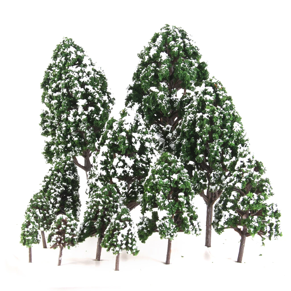 

Pack of 12 Plastic Poplar Trees Model Train Snow Scenery Landscape 1:500-1:50