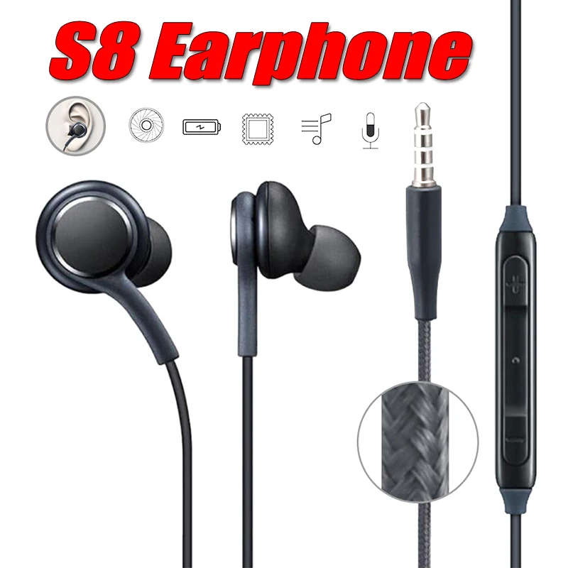 

Wired Earphone For Samsung Galaxy S8 s9 Wired In-Ear Headsets 1.2m with Mic 3.5mm Sport Stereo Headset For PC/Laptop