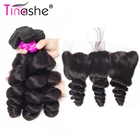 Пряди волос Tinashe, бразильские волнистые пряди, человеческие волосы Remy, кружевные передние пряди с прядями, свободные волнистые пряди с фронтальной застежкой
