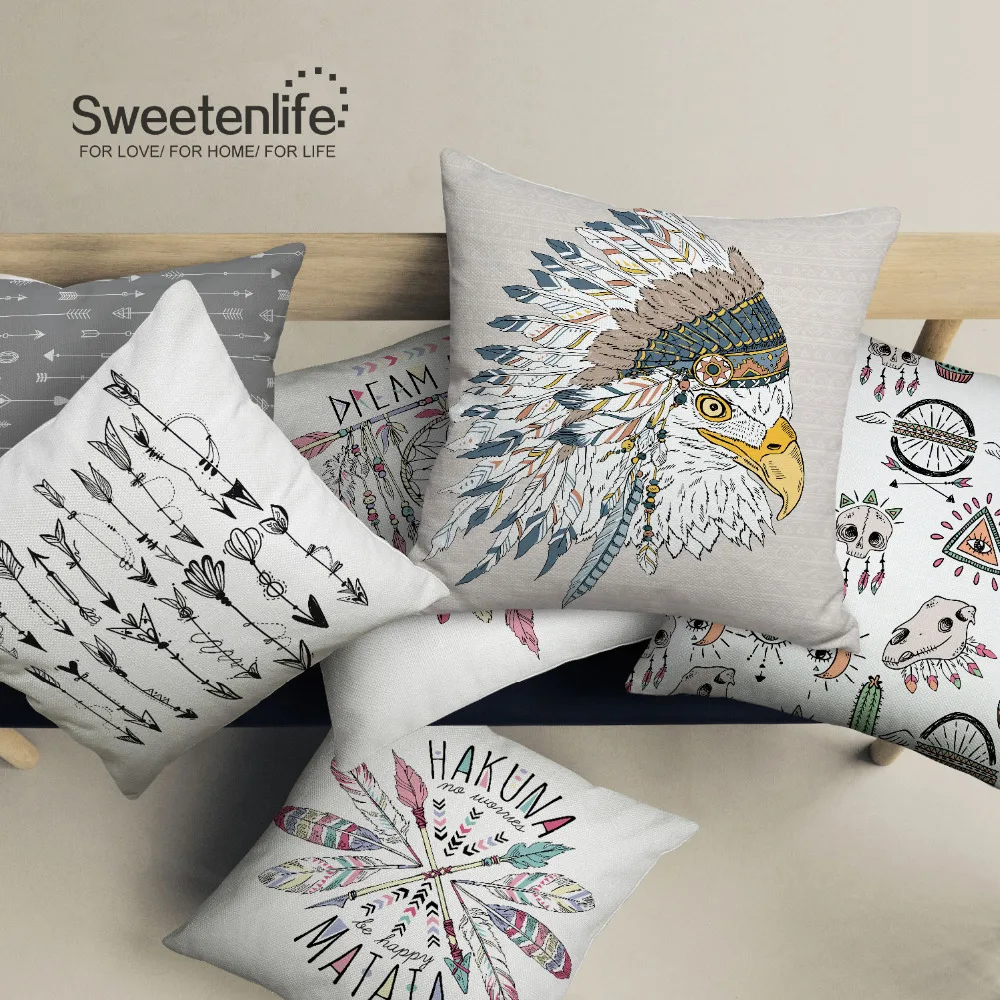 Sweetenlife индийский узор чехол для подушки 50*50 Винтаж Декоративные диванные Чехол