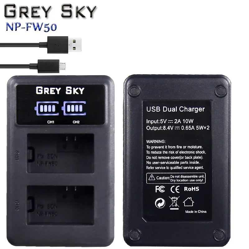 2000 мАч NP-FW50 NP FW50 батарея для камеры+ ЖК USB двойное зарядное устройство для sony Alpha a6500 a6300 a6000 a5000 a3000 NEX-3 a7R - Цвет: 1 charger