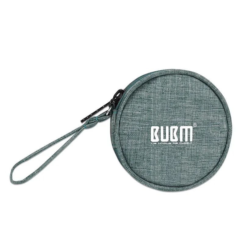 Round Green BUBM чехол для переноски наушников держатель сумка для хранения USB гаджет органайзер для наушников Мини-чехол для наушников, Airpods, кабель, usb-накопитель - Цвет: Round Green
