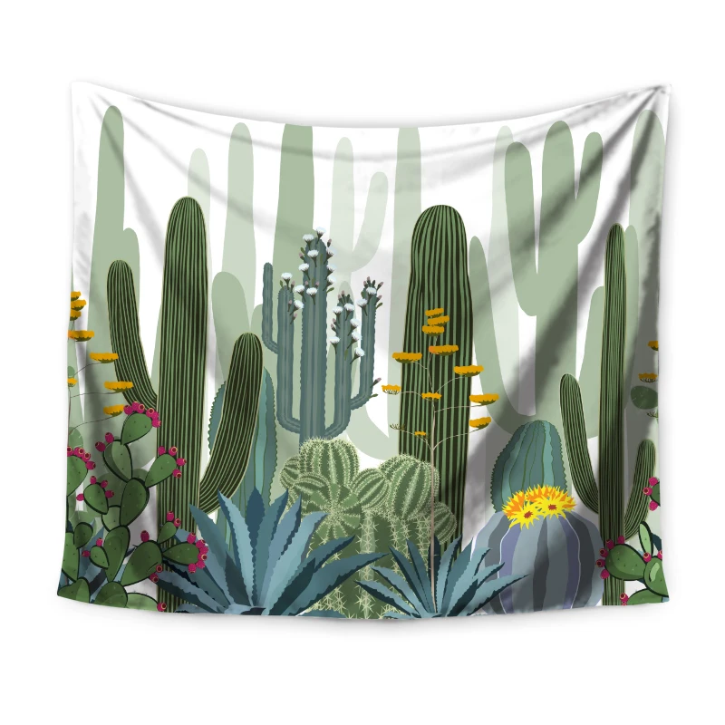 

Miracille Green Cactus Printed Wall Tapestry Home Plant Room Decorative Sofa Cover Wall Art Tapestry Hippie Carpet Beach Towel