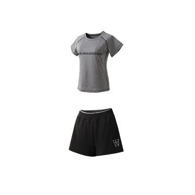 Light Gray shorts2pc 5 шт., женские наборы для тренировок, набор для йоги, одежда для бега, женская одежда из полиэстера, женская одежда для фитнеса, женская спортивная одежда с бюстгальтером - Цвет: Light Gray shorts2pc
