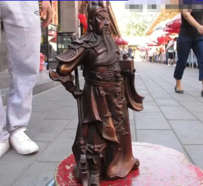 Китайская Статуэтка Бронзовый медный Дракон Guan Gong warrior Hold Sword and Imperial seal | Дом и сад