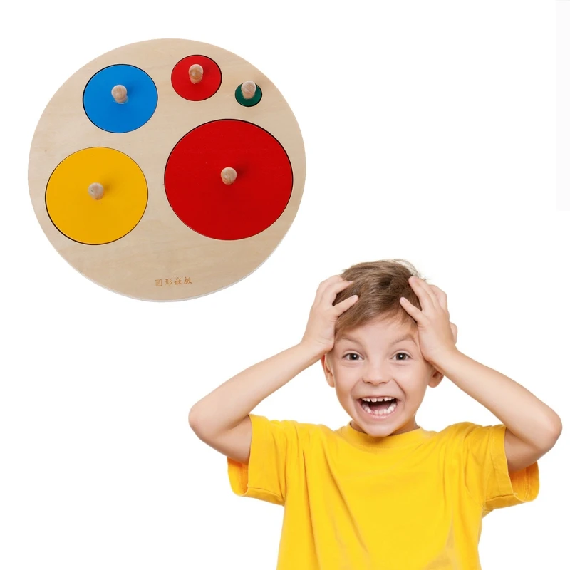 

Montessori Wooden Round Shapes Learning Educational Preschool Kids Children Toys